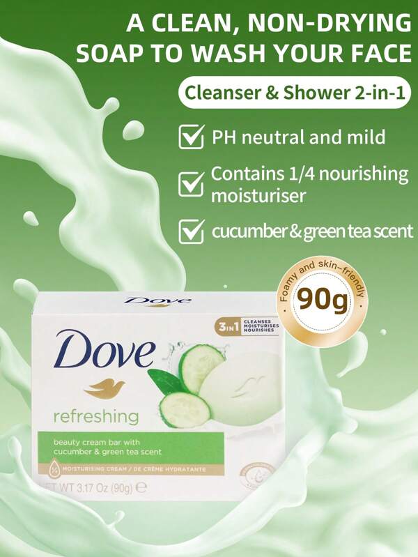 Dove 90g duftende Glycerinseife, Grüner Tee & Gurke, für den Hausgebrauch