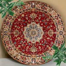 复古红毯木质标牌 - 圆形木质墙饰，饰有花卉和几何图案，适用于酒吧、咖啡馆、海滨别墅和后院，预钻孔，随机孔型，房间装饰，家居装饰摆件，家居微缩物件