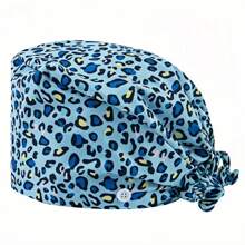 1pc Women's Colorful Leopard Print Work Hat/Nurse Cap, Featuring Drawstring Design, Side Mask Strap Hooks, Suitable For Doctors, Nurses, And All Hospital, Beauty Salon, Veterinary Workers - Multicolor - View 12