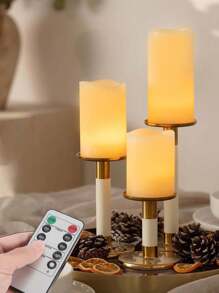 1/2/3 piezas Luces de velas LED impermeables con control remoto y temporizador - Luces de velas LED marfil, Altura de 4in/5in/6in, Diámetro de 3in, Decoración del hogar a batería, Regalo para fiestas, cumpleaños, graduación y bodas