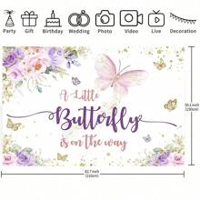 1pc Butterfly Happy Birthday Backdrop Purple Butterfly Kiss And Birthday Wishes Butterfly Blue Rose Flowers, Seasonal Universal Holiday Decorations Party Decorations, Photo Booth Studio, Indoor Outdoor Decoration, Photography Backdrop, Garden Decoration. Widely Used, Multiple Sizes.