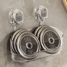 1 pieza - Soporte de almacenamiento de acero inoxidable de lujo montado en la pared sin necesidad de perforación. Soporte colgante para artículos de ducha, cosméticos y artículos de tocador. Estante de plástico para uso en el baño sin suministro eléctrico