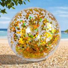 Glitter Beach Ball, Giant Inflatable Transparent Beach Ball For Halloween, Swimming Pool, Beach Accessories, Pool Floats - Multicolor - View 2