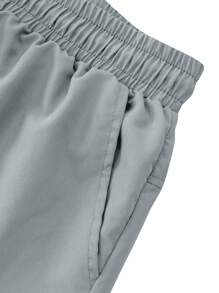 Men's Casual Versatile Knee Length Cargo Print Design Woven Shorts With Drawstring Waist And Side Pockets, Summer - Grey - View 6