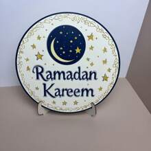 1 Pezzo Set Decorazione Tavola con Stelle e Luna per Casa, Tavolo da Pranzo, Portico, con Decorazione in Legno e Supporto