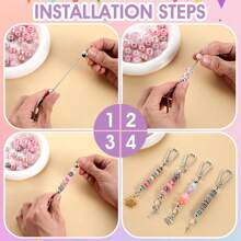 5/10 Pcs Beaded Keychain Making Kit, Metal Beaded Crafts DIY Blank Beaded Keychains, Suitable For DIY Gifts, Jewelry Making, Accessories