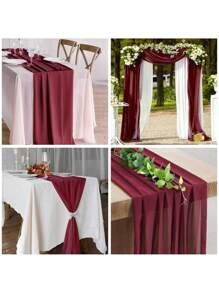 1pc Chiffon Table Runner, Wedding Table Tablecloth, For Long Romantic Country Party Baby Bride Shower Decoration