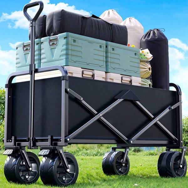 ¡Nuevo! Carro de camping plegable multiusos: ideal para actividades al aire libre con la familia y las mascotas, para ir de compras y transportar cargas pequeñas, imprescindible para acampar y hacer compras en el supermercado.