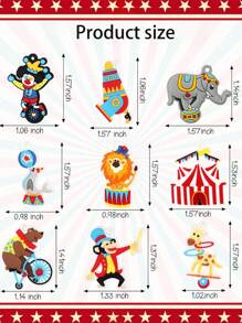 Juego de regalo para fiesta de circo o carnaval, 9 piezas/27 piezas, llavero de dibujos animados de payaso de circo, llavero de PVC, incluye bolsa de tela transparente, etiqueta de agradecimiento, 9 modelos: elefante, jirafa, mono, payaso, león, llavero DIY, llavero creativo, colgante de mochila, accesorio de bolso, llavero de coche, colgante de coche, decoración de billetera - Multicolor - Ver 3