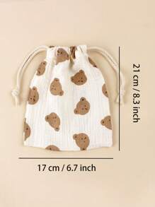 1pc Adorable Baby Colorful Print Breathable Lightweight Drawstring Bag, Diaper Storage Bag, Travel Hand-Held Pouch - Multicolor - View 5