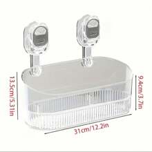 1 pieza - Soporte de almacenamiento de acero inoxidable de lujo montado en la pared sin necesidad de perforación. Soporte colgante para artículos de ducha, cosméticos y artículos de tocador. Estante de plástico para uso en el baño sin suministro eléctrico