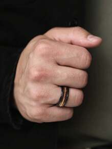 1 Pc Vintage Men Stainless Steel Rings Fashion 8mm Black Brushed Deer Antler And Koa Wood Rings For Men Wedding Band Jewelry Accessories