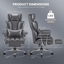 Big And Tall Executive Office Chair With Lumbar Support Leather Computer Chairwith Footrest, Ergonomic Chair High Back With Lumbar Support, Reclining Home Office Chair