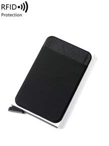 MIYIN Fashionable Ultra-Thin Aluminum Alloy Card Holder/Wallet, Unisex, Minimalist Solid Color Automatic Pop-Up Design, With Cash Compartment, Can Hold Credit Cards, ID Cards, Etc., Lightweight And Portable, Ideal Birthday Gift For Dad, Husband, Lover, Boyfriend, Also Suitable For Valentine's Day, Anniversary, Father's Day, Etc. Black Accessory, Men's Wallet/Mini Wallet/Card Holder. - Silver - View 5