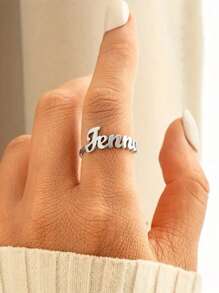 Un anillo ajustable personalizado con nombre, de estilo abierto y sencillo, joyería de moda para chicas, para uso diario - El mejor regalo para otros