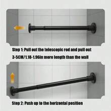 1 多功能窗帘杆、窗帘杆支架、无需钻孔、用于门帘、窗帘、半帘、短帘、咖啡帘、门帘杆、可伸缩杆、可调节烘干机、衣柜支架、家具支架、烘干机、鞋柜、收纳杆、家用浴室配件、浴室