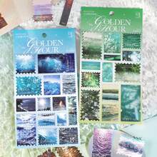 1pc Dreamy Photography Stamp Decor Stickers For Scrapbooking, Exquisite Stamp-Shaped Glitter Die-Cut Stickers Craft Supplies - Multicolor - View 11