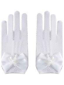 Children 4-14 Yrs Short Lace Gloves, Formal Princess Dress Up Gloves Suitable For Weddings, Celebrations, Costume Play - Mesh Gloves - View 9
