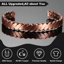 1PC 99.9% Pure Copper Classic Twisted Wire Design Open Bracelet, Copper Jewelry Gifts, Gifts For Friends.