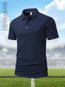 Conjunto de 3 Camisas Polo de Verão Esportivas Masculinas de Manga Curta, Camisetas Polo de Manga Curta Elásticas, Adequadas para Corrida, Exercícios e Jogar Tênis e Golfe, Camisetas de Manga Curta