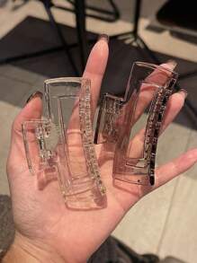 3pcs Women Clear Minimalist Casual Rectangle Hair Claw, For Decoration Claw Clips Hair Clips Hair Jaw Clip Hair Clamps Hair Clutch Hair Catcher Clip, School Stuff, College Fall Winter Hair Accessories For Women For Vacation Outfits Woman