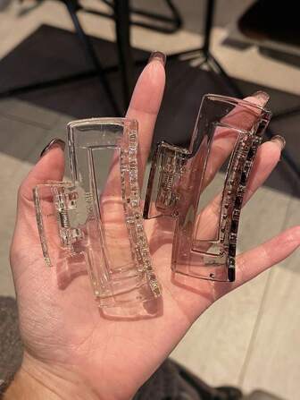 3 件装女士透明简约休闲矩形发夹，用于装饰爪夹发夹发夹发夹发夹发夹接发夹，学校用品，学院秋冬发饰，适合女士度假装扮