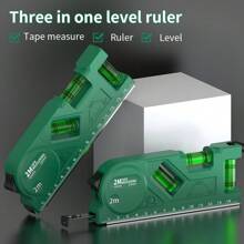 New Multifunctional Ruler, Extendable Up To 2M, With Tape Measure, Strong Magnets, 3-Vial Level, Multi-Angle Measurement, ABS Body, High Precision Mini Balance Instrument, Suitable For Vertical Measurement At Home - Green - View 3