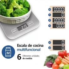 Bascula Digital Cocina USB Recargable(10kg/1g),Bascula gramera,BáScula ElectróNica,BáScula PrecisióN,Pantalla Lcd,Acero Inoxidable,Incluye 2 Baterías AAA,alimentos,Joyas,Cafe,Balanza - Blanco - Ver 2
