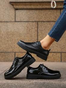 1 Pair Casual Chunky Heel Loafer Shoes With Pearls, Suitable For Teenagers And Girls, Versatile Style
