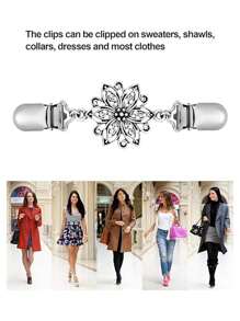 2 件装女式复古领夹，收紧开衫和衬衫裙的腰部 - 銀色 - 查看 5