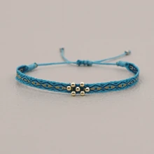 手工编织多层手链，哥伦比亚编织带，波西米亚金色串珠手链（女士款） - 彩色 - 查看 14