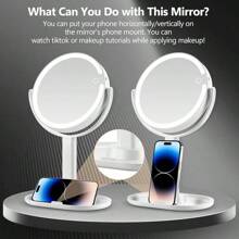 Espejo de maquillaje con luces, espejo de aumento de 20X con luz e interruptoráctil, espejo de tocador con luz de 3 colores y 80 LEDs, espejo de aumento iluminado de dos lados de 8.8 pulgadas - Blanco - Ver 7