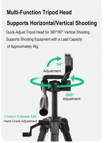 FB Fengbiao FB Lightweight Camera Tripod With Phone Holder, Suitable For DSLR, Mirrorless Cameras, Live Streaming, Outdoor Photography, Portable And Stable Tripod Stand