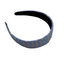 1pc New Denim 5-Pointed Star Wide Headband, 2025 Viral Net Celebrity Hair Accessory, High Crown Sponge Design