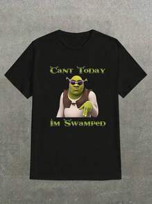 Can't Today I'm Swamped Meme Funny Shirt Cant Today Im Swamped Funny Meme ,Casual Print,Comfortable And Versatile,Letter Pattern Pure Cotton 220g Printed T-Shirt - màu đen - Xem 1