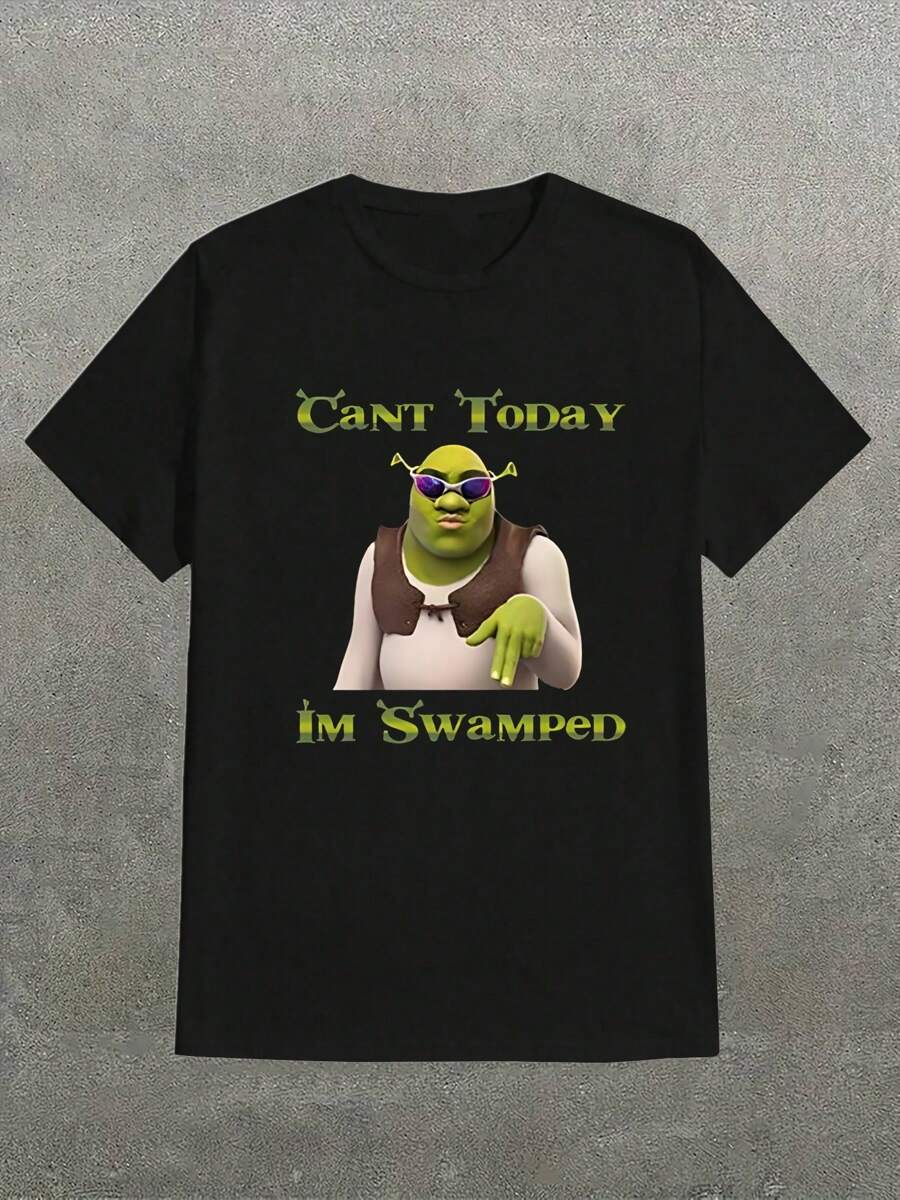 Can't Today I'm Swamped Meme Funny Shirt Cant Today Im Swamped Funny Meme ,Casual Print,Comfortable And Versatile,Letter Pattern Pure Cotton 220g Printed T-Shirt - màu đen - Xem 1