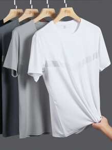 运动户外T恤 男士户外服饰 春夏装 运动上衣 短袖 日常休闲 跑步健身 舒适宽松 网球高尔夫 曲棍球 马术 - 灰色 - 查看 2