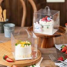 10pcs Clear Plastic Cake Boxes, 3/4 Inch Handheld Party Packaging, PET Material, Locking Style, Suitable For Cakes, Chocolates, Donuts, Pastries, Square Shape, Suitable For Christmas, Halloween, Easter, Thanksgiving