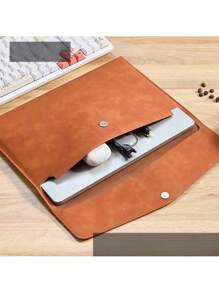 1pc Minimalist A4 Leather Document Organizer, Fashion File Folder, Waterproof Storage Box, Office Supplies Pouch, Portable Business File Holder For Books And Office Items