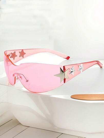 1piece Large Frame Multicolor Y2K Ladies Fashion Glasses, Sporty Fashion Star Glasses,Fashion Eyewear With Bohemian Style,Suitable For Parties And Trips Summer,Beach Accessories,Party,Valentine's Day Gift For Summer Beach Vacation,Outdoor,Travel