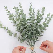 15pcs, 5 Assorted Eucalyptus Stems, Loose Artificial Silver Dollar Eucalyptus Leaves, Premium Dried Eucalyptus Bunches, Artificial Eucalyptus Sprigs For Wedding Vase, ZEKONAN