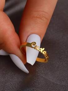 Un anillo ajustable personalizado con nombre, de estilo abierto y sencillo, joyería de moda para chicas, para uso diario - El mejor regalo para otros