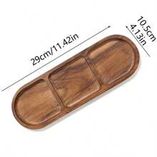1pc, 11.4 Inch Multipurpose Wooden Breakfast Tray, Snack Plate, Cake Stand, Decorative Tray, Compartment Appetizer, Dip, Condiment, Nuts, Dried Fruits, Kitchen Counter, Bathroom Decor, Candle Holder, Suitable For Birthday, Party, Halloween, Christmas