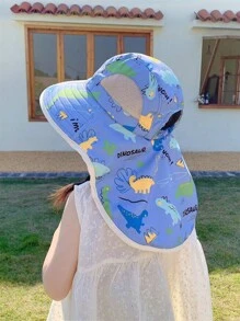 Sombrero con protector solar para niños, nuevo sombrero de ala ancha para primavera/verano, anti-UV para la playa, para niños y niñas de 3 a 8 años, diseño aleatorio