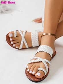 Sandalias planas para mujer, nuevas sandalias informales de moda para uso diario, casual y al aire libre, con tiras trenzadas, cruzadas y con cordón, de estilo romano, cómodas y ligeras, de punta abierta y tipo chanclas, disponibles en colores dorado, negro, marrón, marrón chocolate y plateado