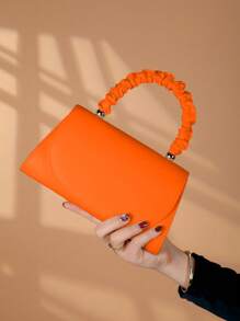 REMANLAND 1pc Solid Color PU Leather Magnetic Closure Elegant Fashion Evening Clutch Bag Suitable For Women Daily Use - Orange - View 2