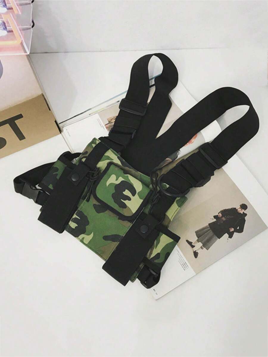 Functional Chest Bag Fashion Bullet Hip Hop Vest Streetwear Bag Waist Pack Camouflage Chest Rig Bag Casual Chest Pack Gift