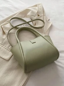 Bolso de mano versátil para madre de unicolor de moda en PU con bolsita pequeña para monedas