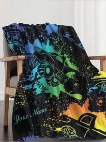 SRH 1pc Customized Flannel Wall Tapestry - Big Truck Theme Background With Colorful Gradient, Stylish Room Decor, Customizable Name/Text, Soft And Comfortable Material, Suitable For Bedroom, Living Room, Office, Camping, Outdoor As Blanket, Personalized Gift For Family, Friends, Father's Day, Easter, Birthday, All Seasons