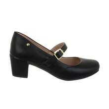 Women's Patent Leather Doll Dress Shoes, Medium Low Block Heel, Comfortable Toe - Ref. 6484 - 黑納帕 - 查看 2
